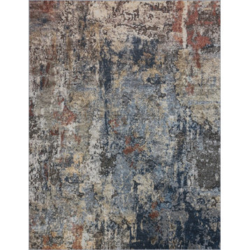 Billings Contemporary Abstract Area Rug, Navy, 8'x10'