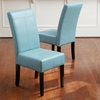 GDF Studio Emilia T-stitch Bonded Leather Dining Chair, Set of 2, Teal, Faux Leather
