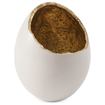 Broken Egg Vase, White and Gold Leaf