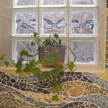 Ocean Currents Bathroom Mosaic in Private Residence