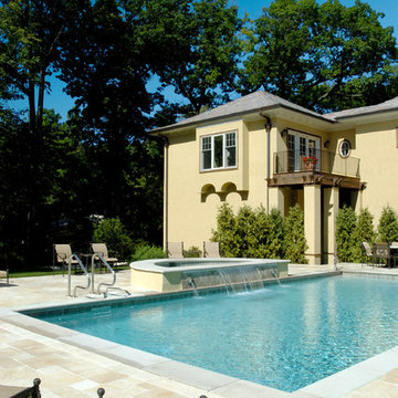 Highland Park, IL Mediterranean Swimming Pool and Raised Spa