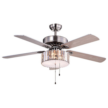 3-light 52" 3-Light Silver Hand Pull Chain Ceiling Fan With Light Kit