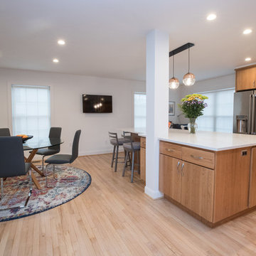 Modern Wood Kitchen Remodel | Open-Concept Layout & Large Quartz Island