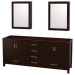 Wyndham Collection - Wyndham Collection WCS141480DSXXMED Sheffield 79" Double - Espresso - Distinctive styling and elegant lines come together to form a complete range of modern classics in the Sheffield bathroom vanity collection. Inspired by well established American standards and crafted without compromise, these vanities are designed to complement any decor, from traditional to minimalist modern. Wyndham WCS141480DSXXMED Features: Wood vanity cabinet with 4 doors and 5 drawers Covered under Wyndham&#39;s 2 year limited warranty 4 door design provides easy access to storage space 5 full extension drawers with soft-close slides provide for organized storage solutions Vanity cabinet includes matching decorative hardware Vanity cabinet will ship fully assembled Coordinates with products from the Sheffield line seamlessly Wyndham WCS141480DSXXMED Specifications: Cabinet Width: 78-1/2" (from left to right) Cabinet Height: 34-1/4" (from top to bottom) Cabinet Depth: 21-1/2" (from front to back) Number of Doors: 4 Number of Drawers: 5 Mirror Height: 33" Mirror Width: 24" Medicine Cabinet Included: Yes Medicine Cabinet Height: 33" Medicine Cabinet Width: 24 Medicine Cabinet Depth: 6-1/4"