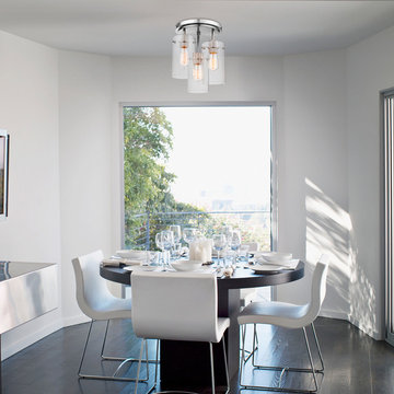 Cusco 3-Light Semi-Flush Mount Ceiling Light, Brushed Steel, Clear Glass Shades