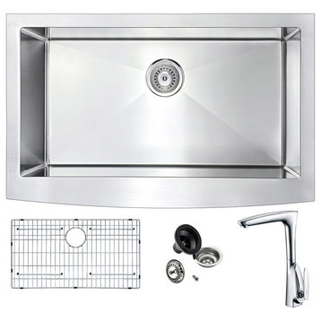 ANZZI Elysian Farmhouse Stainless Steel Kitchen Sink w/ Timbre Faucet