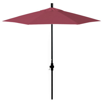 7.5' Patio Umbrella Matted Black Pole Fiberglass Ribs Sunbrella, Hot Pink