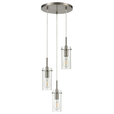 Effimero 3-Light Cluster Pendant, Brushed Nickel