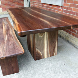 LIVE EDGE WALNUT HARVEST TABLE AND BENCH - Dining Tables