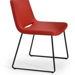 Nevada- Red Leatherette with Black Base - Dining Chairs