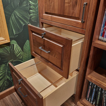 Rotating Hidden Bed - Oiled Walnut Library