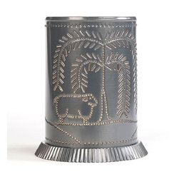 Handmade - Handmade Punched Tin Candle Warmer Sheep and Willow Accent Light, Country Tin - Candleholders
