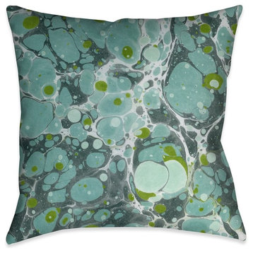 Laural Home Turquoise Marble I Throw Pillow, 18"x18"