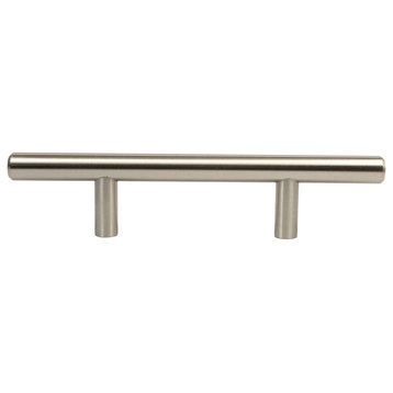 Solid Metal Brushed Nickel Pull 3" Hole Centers, 6-5/32" Long, 10 Pack