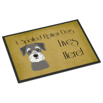 Bb1454Mat Schnauzer Spoiled Dog Lives Here Indoor Or Outdoor Mat, 18x27"
