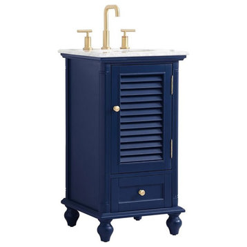 Elegant Decor Rhodes 19" Coastal Solid Wood Single Bathroom Vanity in Blue