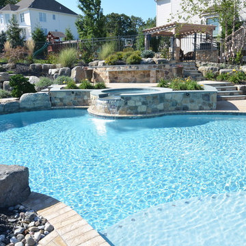 Mediterranean Free Form Swimming Pool with Spa
