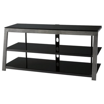 Bowery Hill Modern Metal TV Stand for TVs up to 48" in Black/Aged Silver