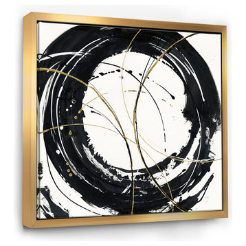 Designart Gold Metallic Circle Modern Glam Framed Artwork, Gold, 46x46