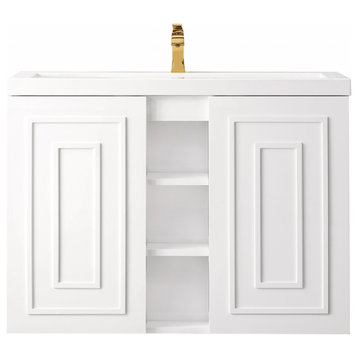 40" Modern Glossy White Floating Single Sink Bathroom Vanity