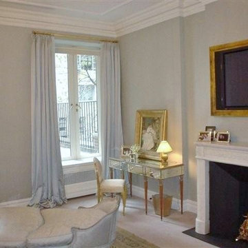 Blue silk curtains