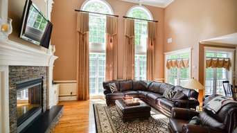 Traditional Family Room with Cathedral Ceiling