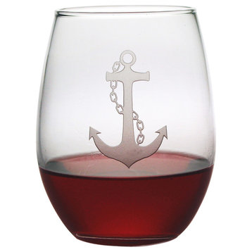 Anchor Stemless Wine Glasses, Set of 4