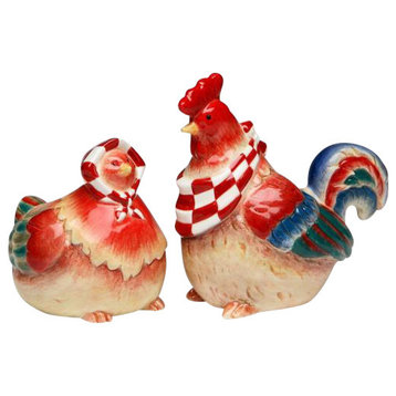 Country Hen and Rooster in Bandanas Farm Animals Salt and Pepper Shaker