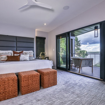 Modern Lake House - Upper-Level Lakeside Bedroom