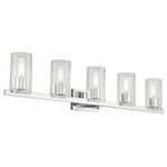 Livex Lighting - Clarion 5 Light Polished Chrome Vanity Sconce - The clarion transitional five light vanity sconce will bring posh sophistication to your decor. The backplate and clear cylinder glass give this polished chrome finish a sleek, contemporary look.