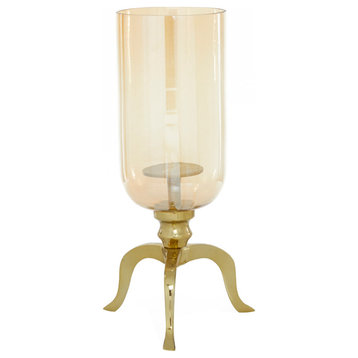 Gold Aluminum Traditional Hurricane Lamp, 18 x 9 x 8