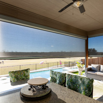 Exterior Motorized Screens For Traditional Home