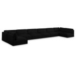 Meridian Furniture - Ease Fabric Upholstered L-Shaped Modular Sectional, Black, 8 Piece: 2 Corner, 6 Armless - Ease into comfort when you bring home this Ease fabric modular sofa. Designed with an uber casual vibe in mind, this plump sofa sits low to the floor, making it a simplistically perfect addition to a living room, den, game room, teen's room, or dorm room. This fun sofa is part of a modular collection, so you can add it with other items in the Ease collection for a custom arrangement.