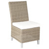 Fiji Dining Side Chair With Sunbrella Cushion, Palisades Gray, Canvas Buttercup