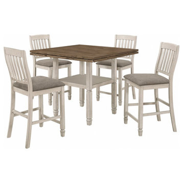 Coaster Farmhouse Wood 5-Piece Round Counter Dining Set in Cream