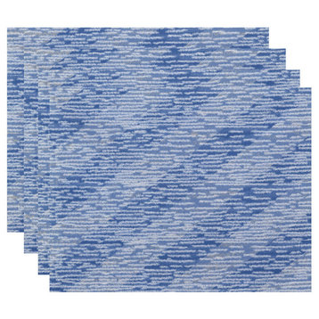 18"x14" Marled Knit Stripe, Geometric Print Placemat, Blue, Set of 4