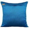 Blue Decorative Pillow Shams 24"x24" Silk, Peacock Blue Ivy