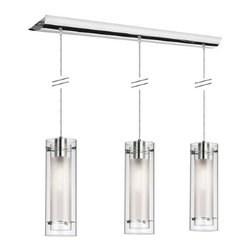 Dainolite 3 Light Horizontal Pendant, Clr/Frost 5" - Pendant Lighting