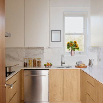 Solid wood and marble kitchen in NW6