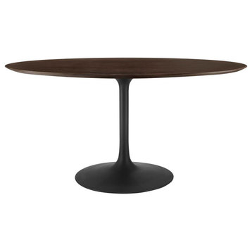 Lippa 60" Oval Wood Grain Dining Table in Black Cherry Walnut