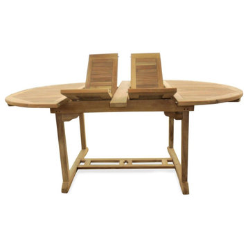 Counter Height 58-82" Double Leaf Oval Extension Table, Grade A Teak