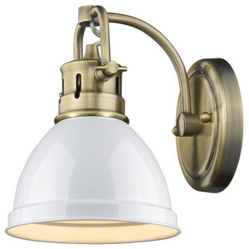 Golden Lighting Duncan 1-Light Bath Vanity, Aged Brass, White
