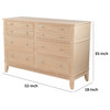 Benzara BM284911 Modern Dresser Chest, 6 Drawers, Metal Knobs, Natural Brown