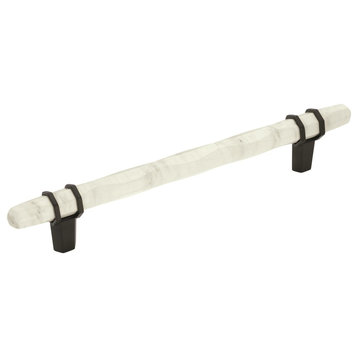 Carrione Cabinet Pull, Marble White/Black Bronze, 6-5/16" Center-to-Center