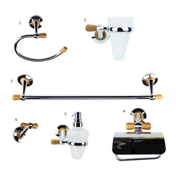 Fall Beech Bathroom Accessories( Set of 6). Chrome-Beech - Bathroom Accessory Sets