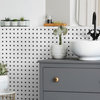 Metro Basketweave White w/Black Dot Porcelain Floor and Wall Tile