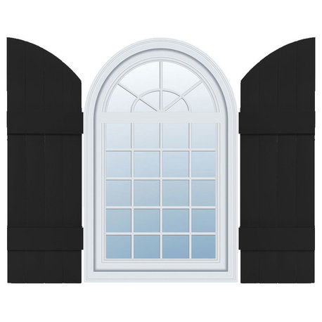 Standard Size Four Board Joined w/Arch Top Shutters, Black, 73" x 14"