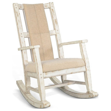 Sunny Designs Marina Mahogany Rocking Chair with Cushion Seat & Back in White