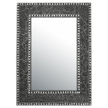 DecorShore 24"x18" Crackled Glass Mosaic Wall Mirror, Black