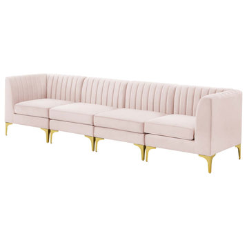 Tufted Sofa, Velvet, Pink, Modern, Living Lounge Room Hotel Lobby Hospitality